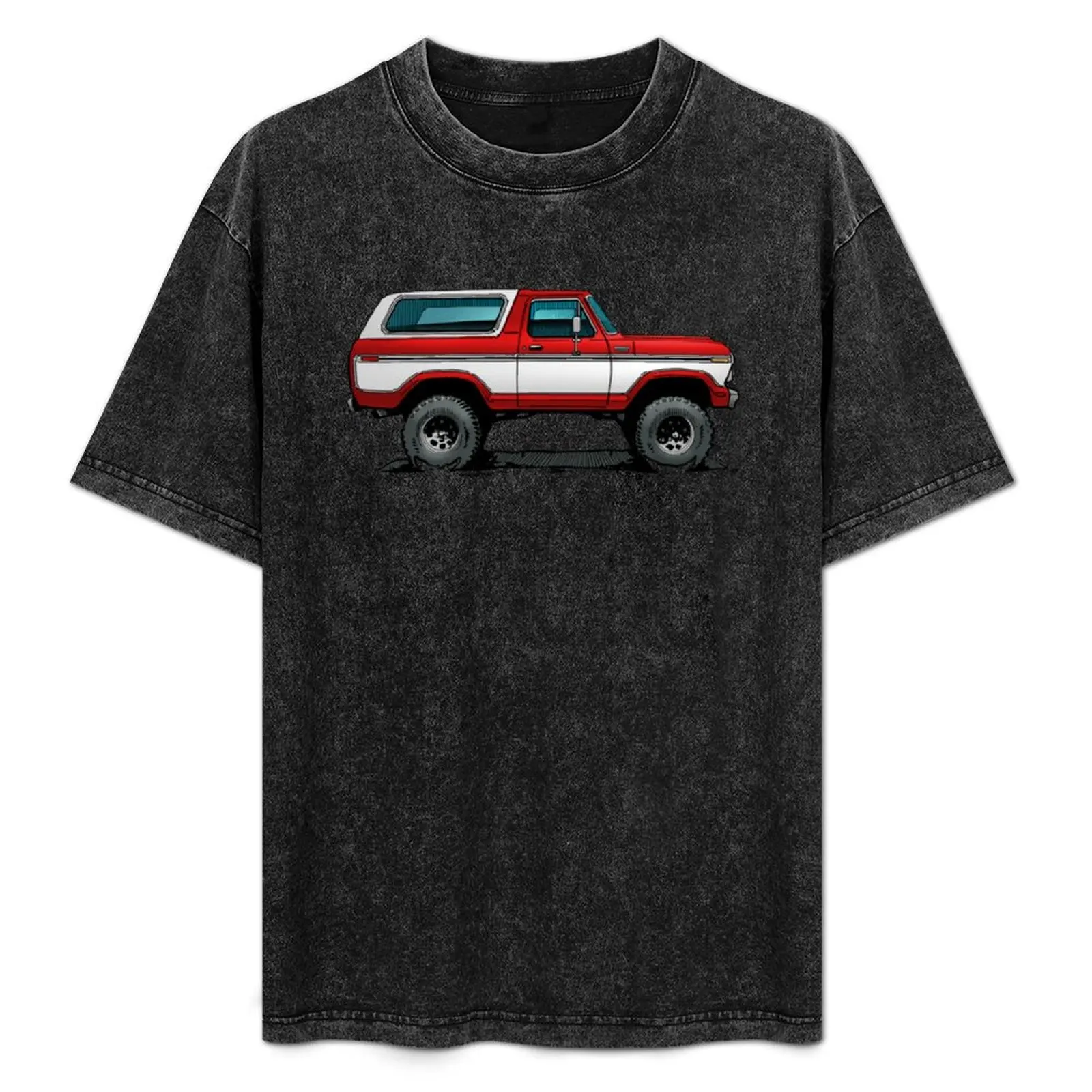 

Bronco 2 - Red White T-Shirt Simple Line Art Print Tee