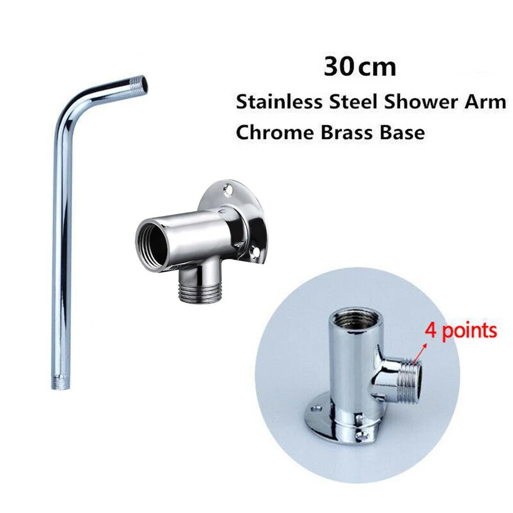 Stainless Steel Shower Arm Wall Mounted Shower Head Extension Arm Joint Shower Nozzle Bathroom Parts Fixed Base Bracket