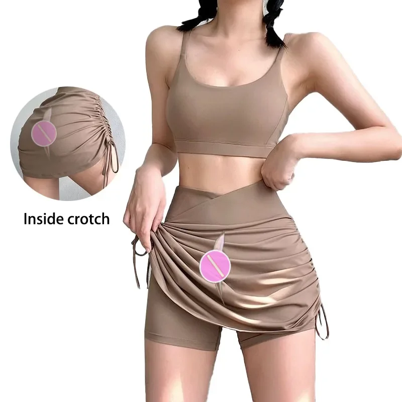 Zipper Open Crotch Skirt Women Outdoor Sex Yoga Mini Shorts Peach Hip Skirts Push Up Sweatpants Exotic Hotpants Casual Culottes