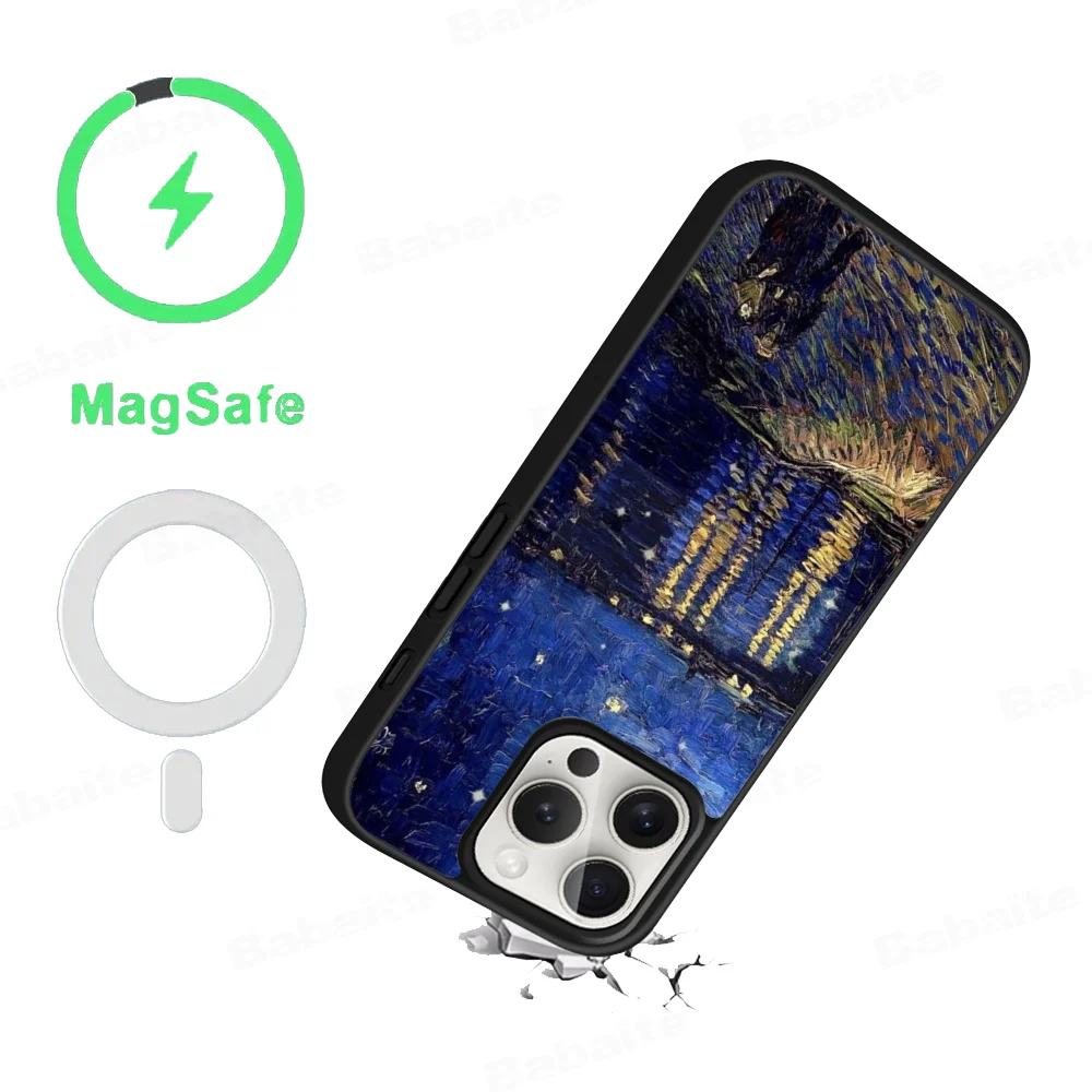 Van Gogh Oil Painting Phone Case For iPhone 15 Pro Max Case 14 Plus 13 12 11 Magesafe Magnetic Wireless Charge Cover