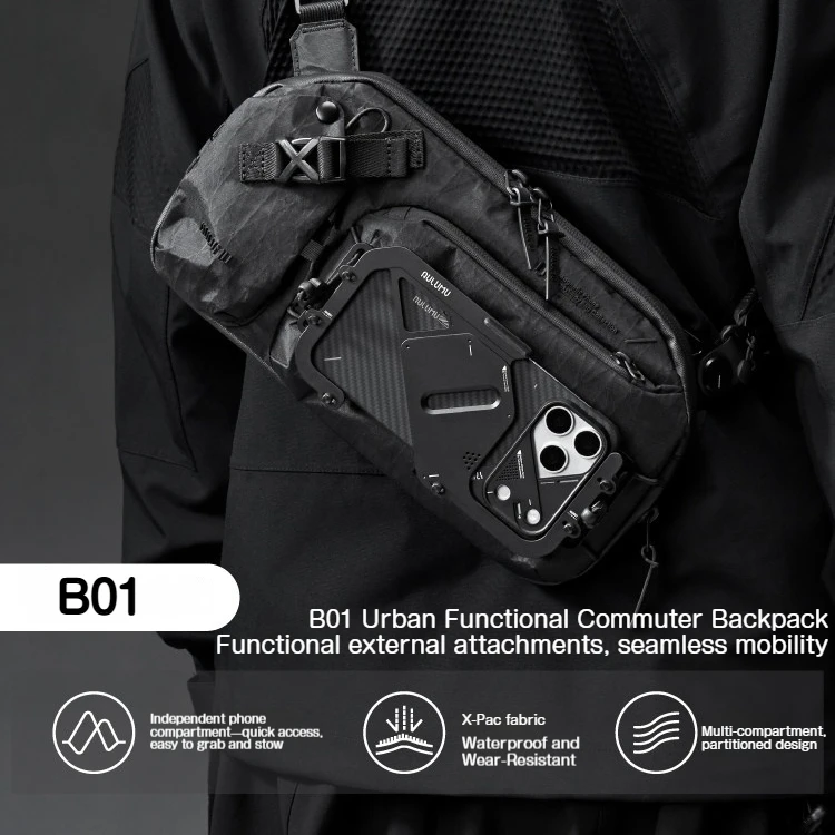 AULUMU Crossbody Bag XPac Waterproof Large Capacity Crossbody Bag Magnetic Buckle Functional Shoulder Bag - B01 - view 2