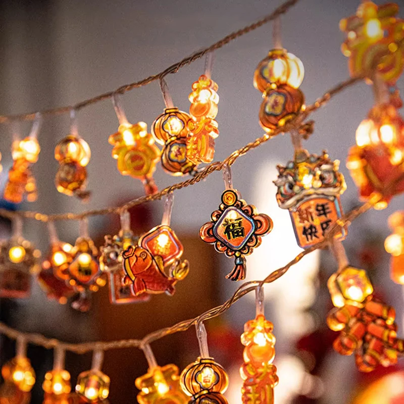 1pc 春祭りランタン 1.65 メートル中国の旧正月ライオンダンス LED ストリングライト装飾 10 ライト祝福パーティー Faovrs 供給