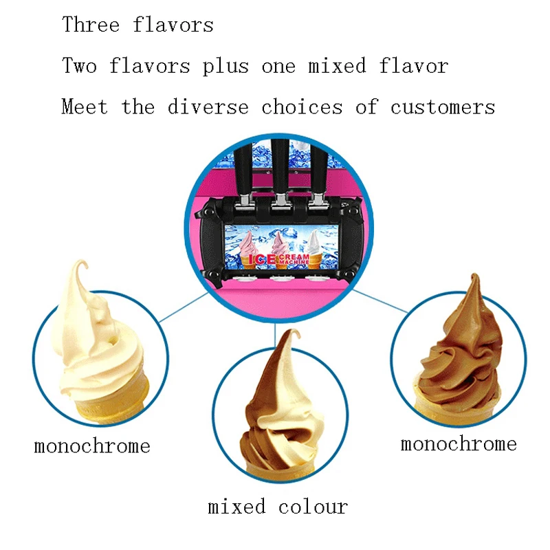Más popular Máquina expendedora de helados de servicio suave Máquina expendedora de helados comercial de 3 sabores