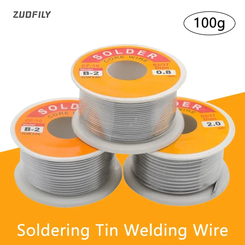 100g 0.5mm 0.6mm 0.8mm 1.0mm 1.2mm 1.5mm 2.0mm Soldering Tin Welding Wire Low Melting Soldering  Rosin Solder Wire Roll