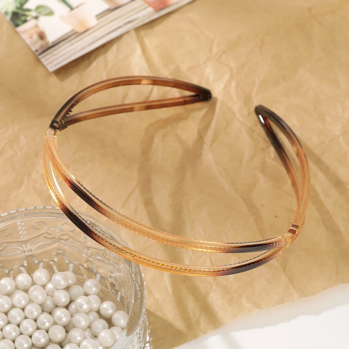 AWAYTR New Simple Headbands Women White Acrylic Double Layer Hair Hoop  Hair Bands Hair Accessories Smooth Head Hoop