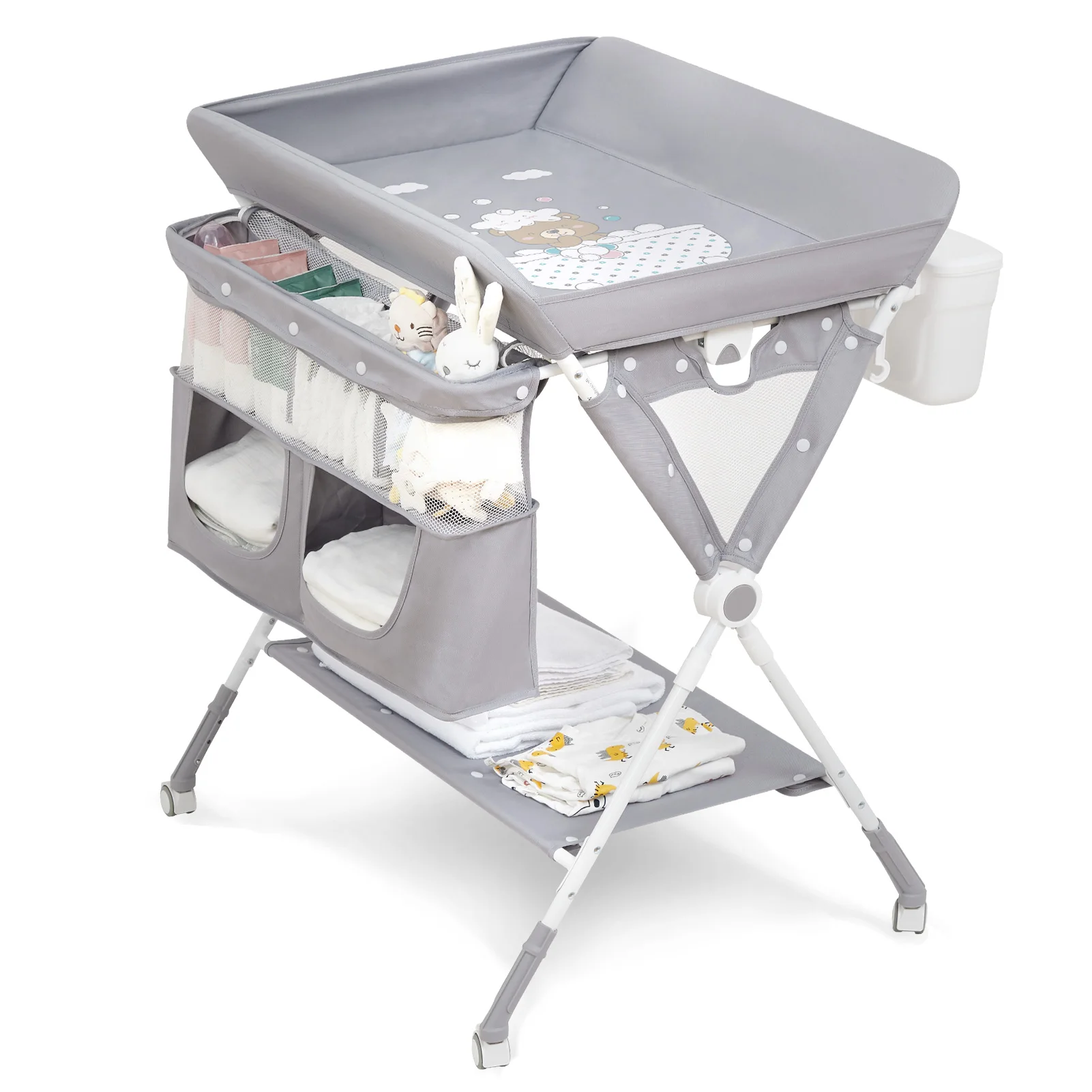 Baby Birth Folding Nursing Table Portable Baby Changing Table Foldable Diaper Changing Station Adjustable Height