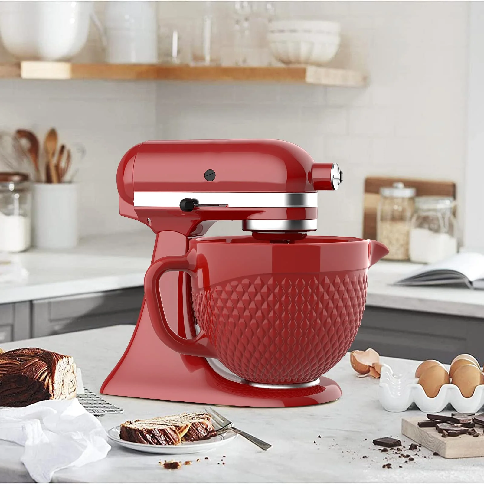 

Gvode Ceramic Mixer Attachment Fit 5Quart Tilt Head Stand Mixers Bowl Ceramic Bowl for Kitchenaid Mixer 5 QT for Kitchenaid Bowl