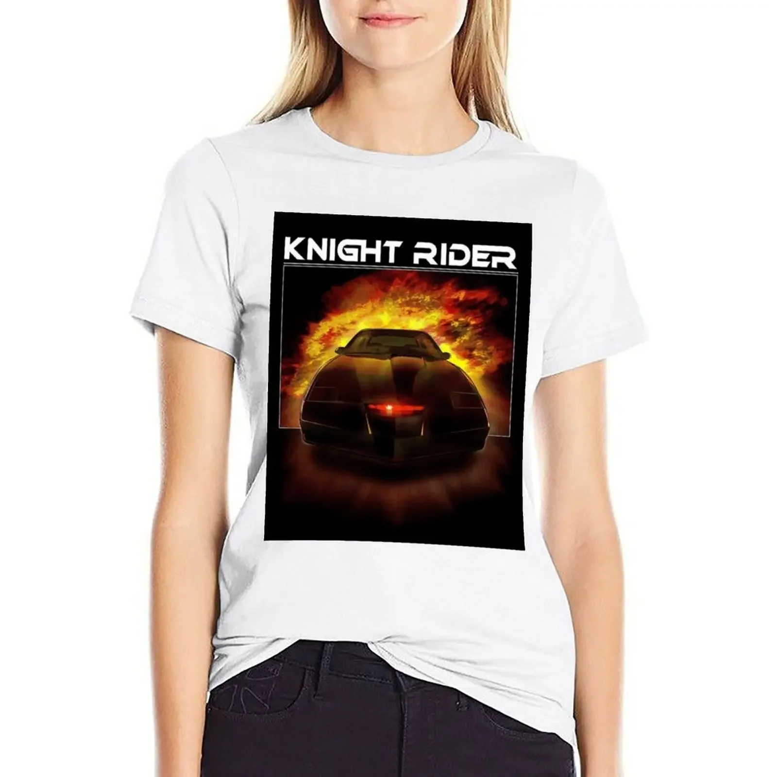 Knight Rider on Fire T-shirt Short sleeve tee vintage clothes cotton t shirts Women