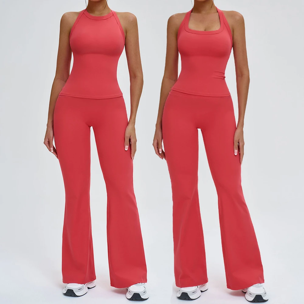 

Комплект для йоги, спортивный комплект из 2 предметов, женская спортивная одежда, одежда для тренировок, спортивная одежда, расклешенные леггинсы, фитнес-бюстгальтер, жилет, укороченный топ, спортивные костюмы