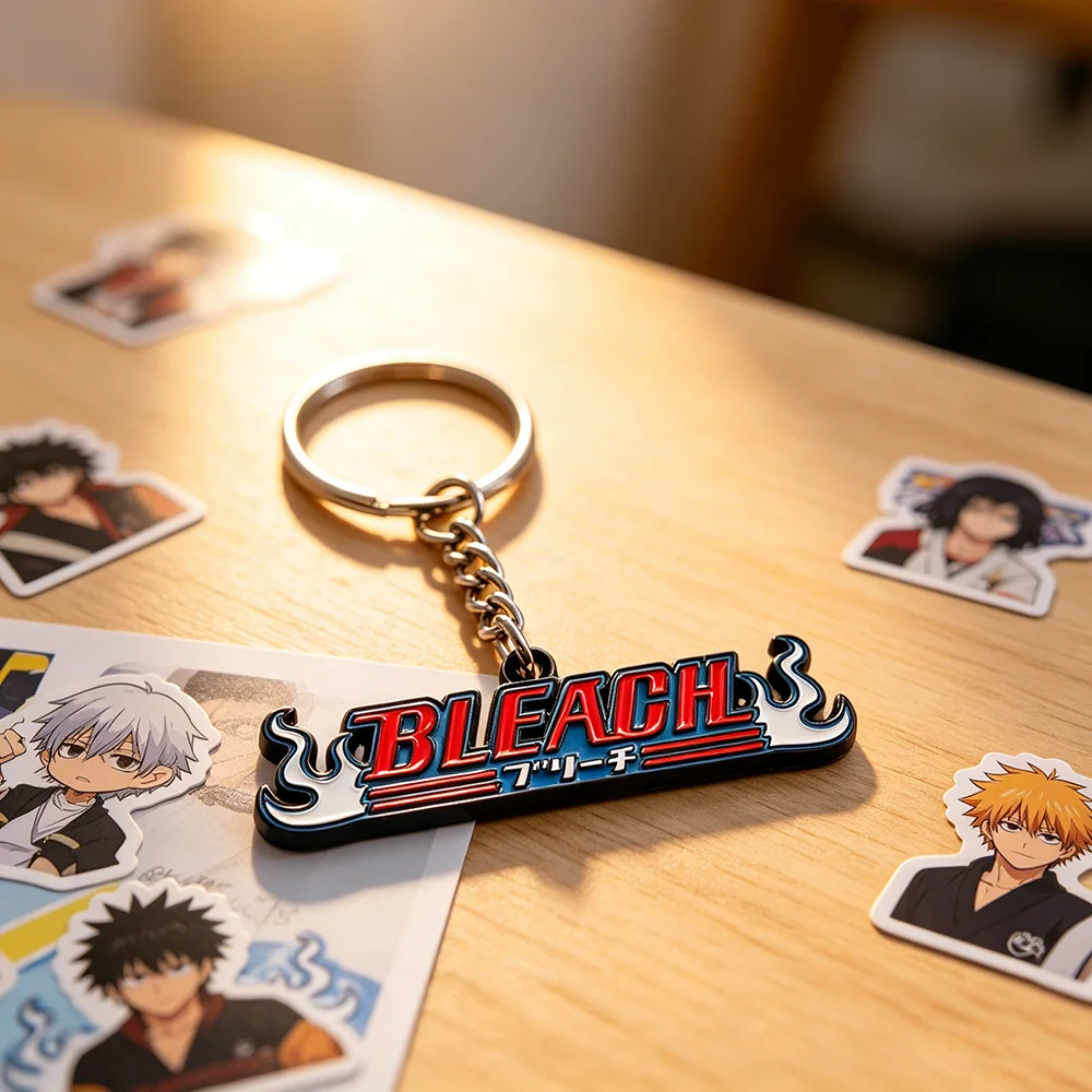 Anime Bleach Logo Schlüsselanhänger Metall-Emaille Schlüsselring Kurosaki Ichigo Zubehör Rucksackanhänger Autoschlüsselhalter Cosplay Schmuck für Fans – Detail 3
