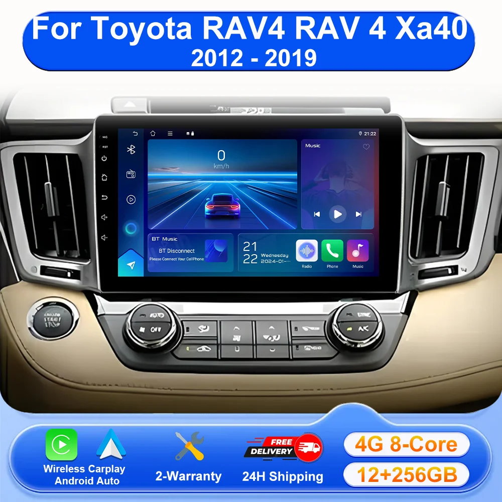 

Android 16 для Toyota RAV4 RAV 4 Xa40 2012-2019, автомобильная мультимедийная система с Carplay, Android Auto, GPS-навигацией, радио и поддержкой 4G+Wi-Fi