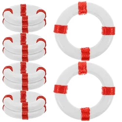 10PCS Mini Mediterranean Style Swimming Ring Life Buoy Resin Figurine Craft Miniature Mini Sea Decoration (Red)