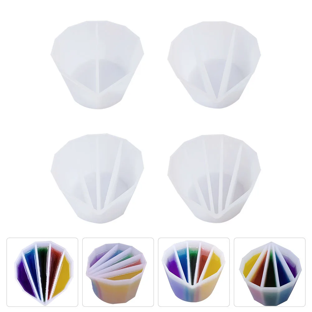 

4Pcs Silicone Epoxy Resin Pigment Cups Durable DIY Craft Glue Mixing Cups Nonstick Color Mixing Tools Pigment Cup