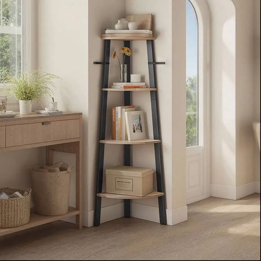 Shelf Stand, 4-Tier Bookshelf, Industrial Ladder Shelf, Plant Stand For Living Room, Office, Kitchen