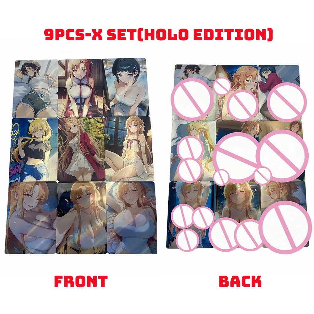 9PCS\Set Sword Art Online Anime Kaarten Zeldzame DIY Waifu Sexy Naakt Asuna Suguha Kirigaya Leafa Flash ACG TCG Collectie kaart Geschenken