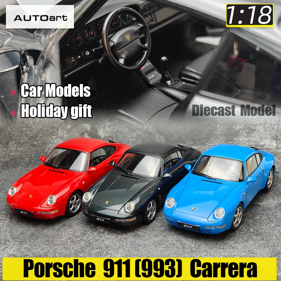 Porsche 911 (993) Carrera Red Blue Black 1/18 AUTOART Metal diecast car model Static decoration Holiday gift collection