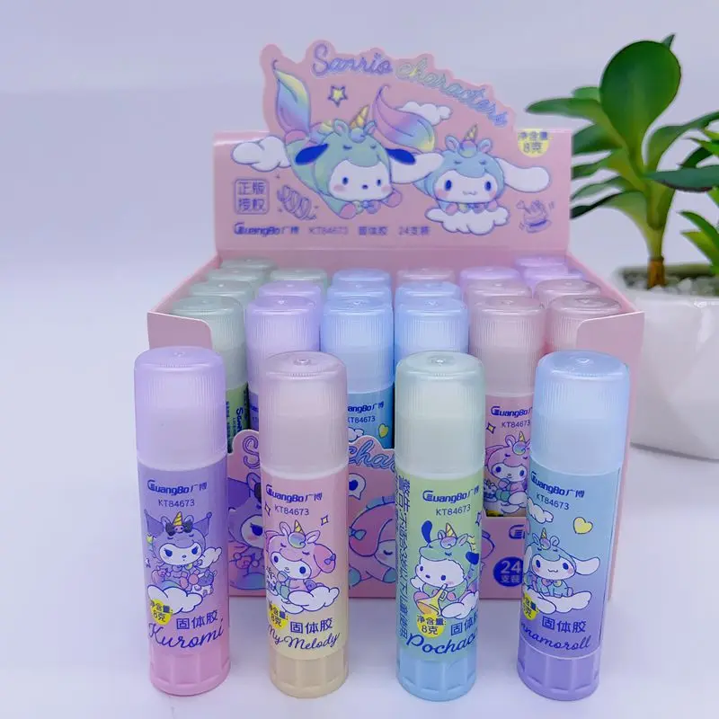 New Cartoon Sanrio Glue Stick Solid Glue 24pcs Boxed Portable Glue Stick For Students School Supplies Wholesale