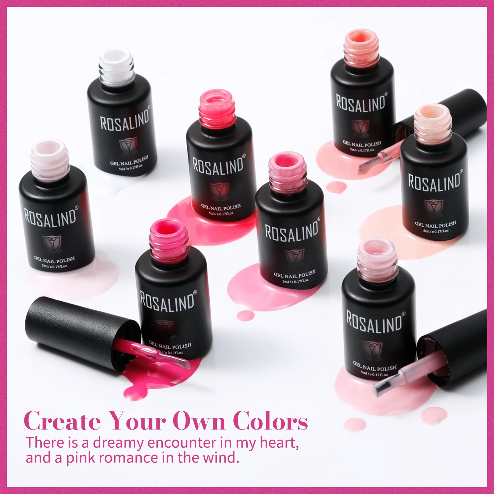 

ROSALIND /8/12/20PCS Nail Gel Polish Set Pink Color Semi Permanent Hybrid Varnish UV LED Lamp Base Top Coat Gel Nail Polish