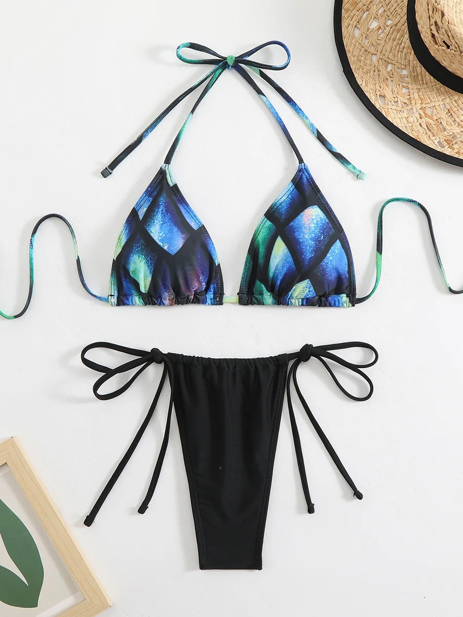 

Бикини 2026: Сексуальный женский купальник, микро-бикини с эффектом пуш-ап, комплект с принтом, пляжная одежда для женщин