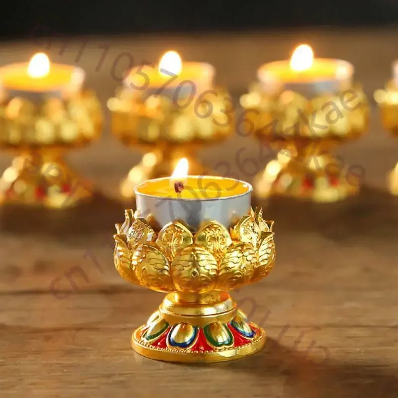 1pc Buddhist Supplies Buddha Pray Alloy Lotus Candle Butter Lamp Candle Holder