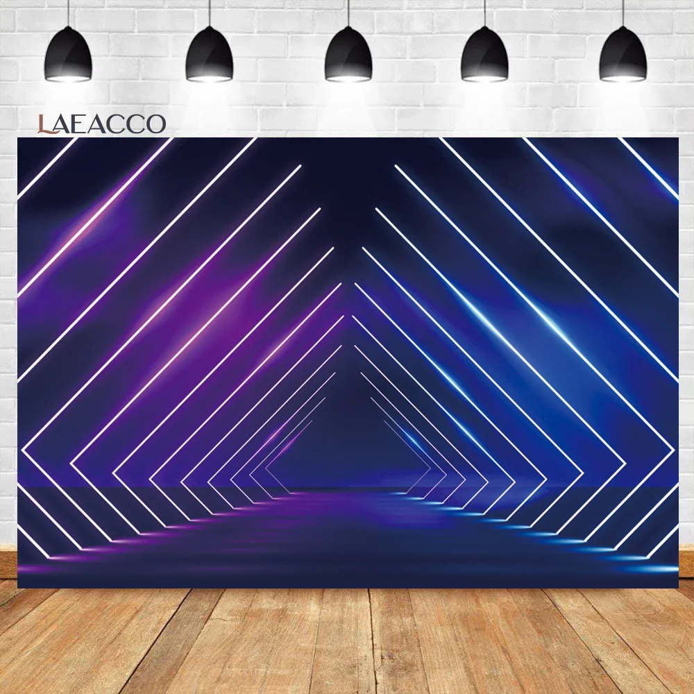 Laeacco Dreamy Fluorescent Aperture Stage Laser Beam Dancing Music Bar Background Baby Customized Portrait Photographic Backdrop