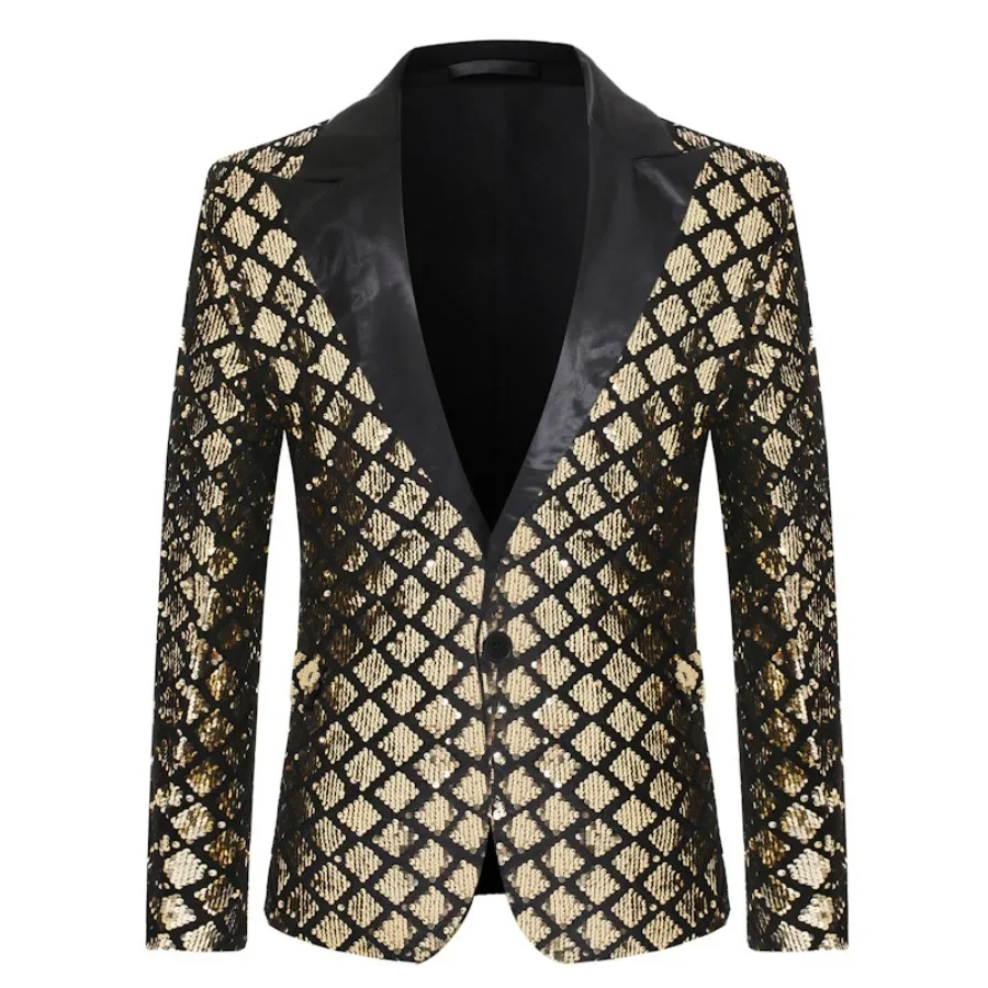 

2024 New Men's Blazers Fashion Luxury Sequin Suit Jackets Man Party Stage Prom Banquet Host Costume Trend Casual Men's Clothing