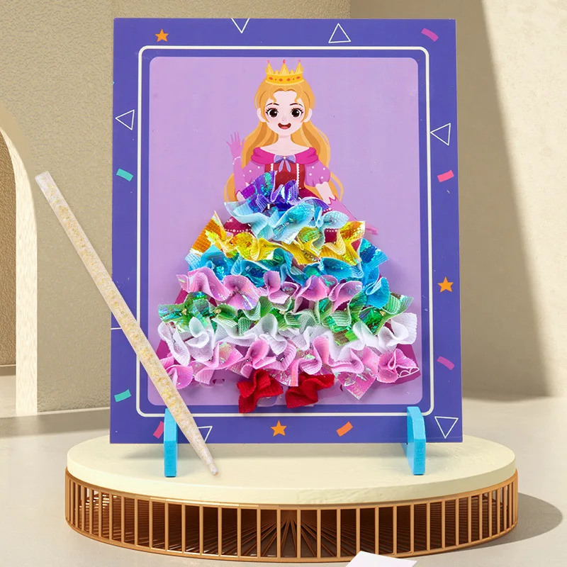 DIY Painting Sticker Craft Toys Hand-Painted Princess Dress-up Poking Handmade Making Materials Home Decoration Education Gifts