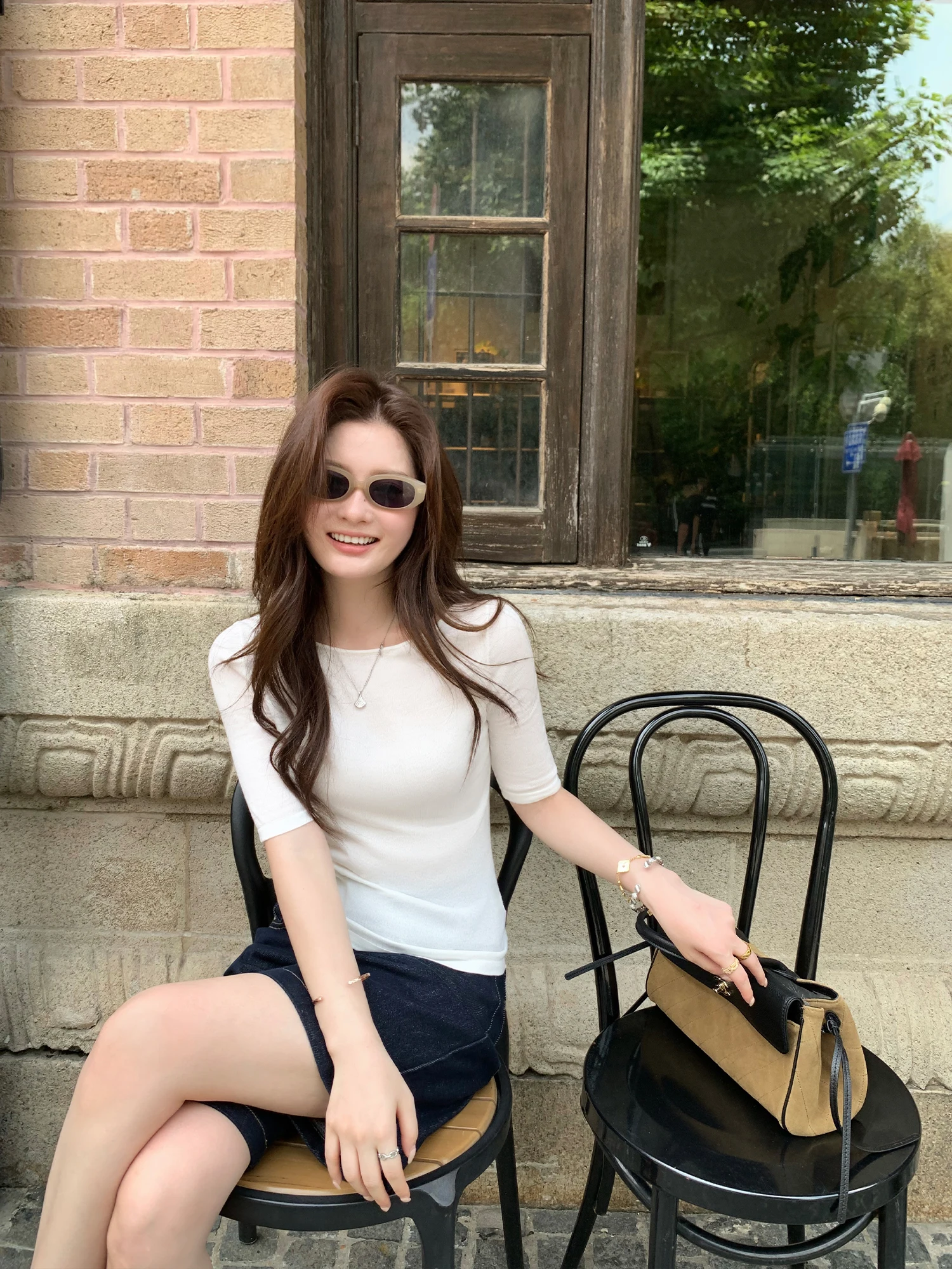 Pusumede Knitted Sweater Women's Slim Fit Midi Sleeve One Shoulder Style Five Sleeve Top Fashionable Casual Wear
