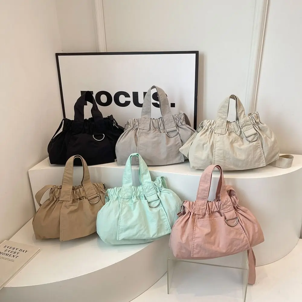 Fashion INS Bucket Bag New Design Pleated Crossbody Bag Niche Solid Color Shoulder Bag