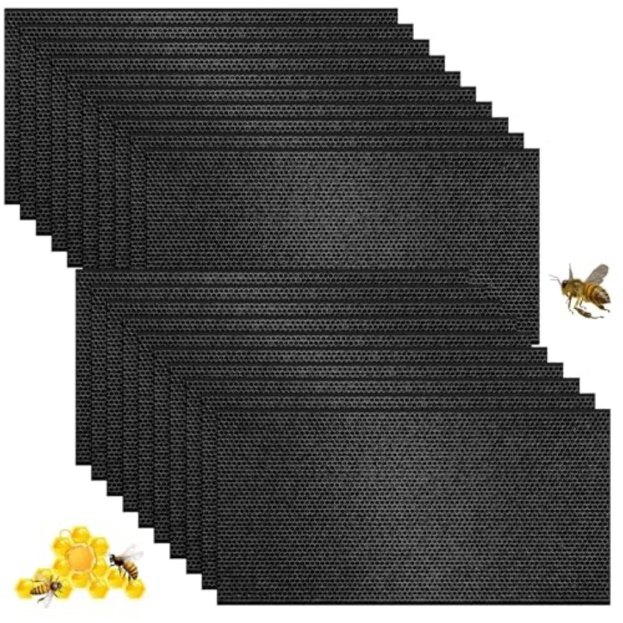 

20 Pcs Beehive Waxed Coated Foundation Wax for Bee Frames Plastic Portable Honeycomb Sheet Beeswax Coated Foundation Sheet Beeh