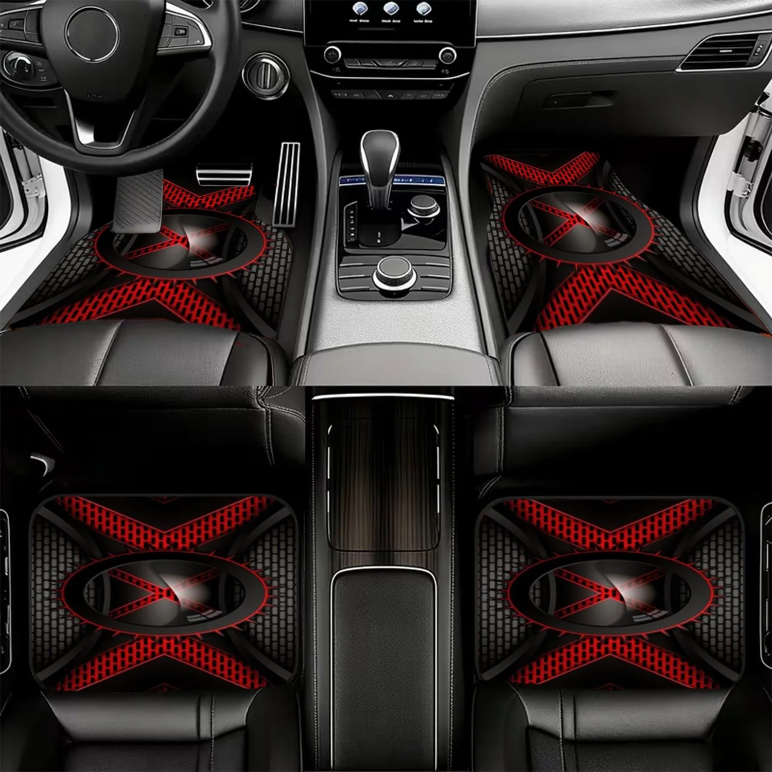 4pcs Car Floor Mats, Black & R - огляд і ціна Interior Design Industrial Style