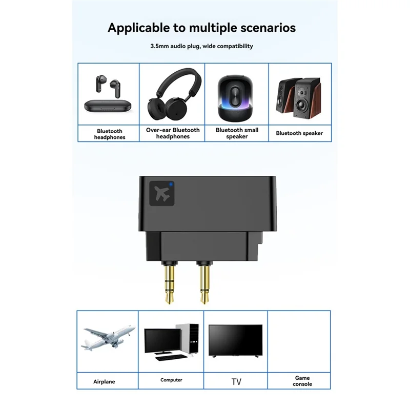 A37T-Headphones Wireless Adapter Airplane Wireless Adapter For Aptx HD/LL/Adaptive/Aptx/Sbc
