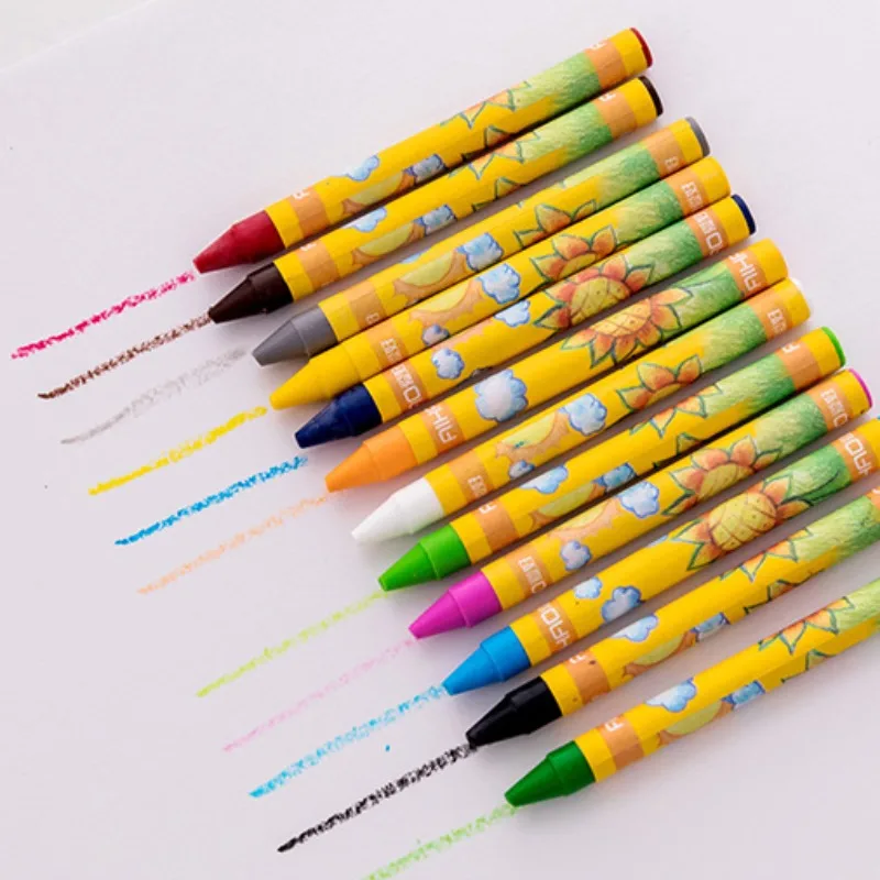 12 Colors Children Crayons Set Kindergarten Students Art Class Poster Doodle Pen Kid Brain Development Stick Figure Drawing Pen