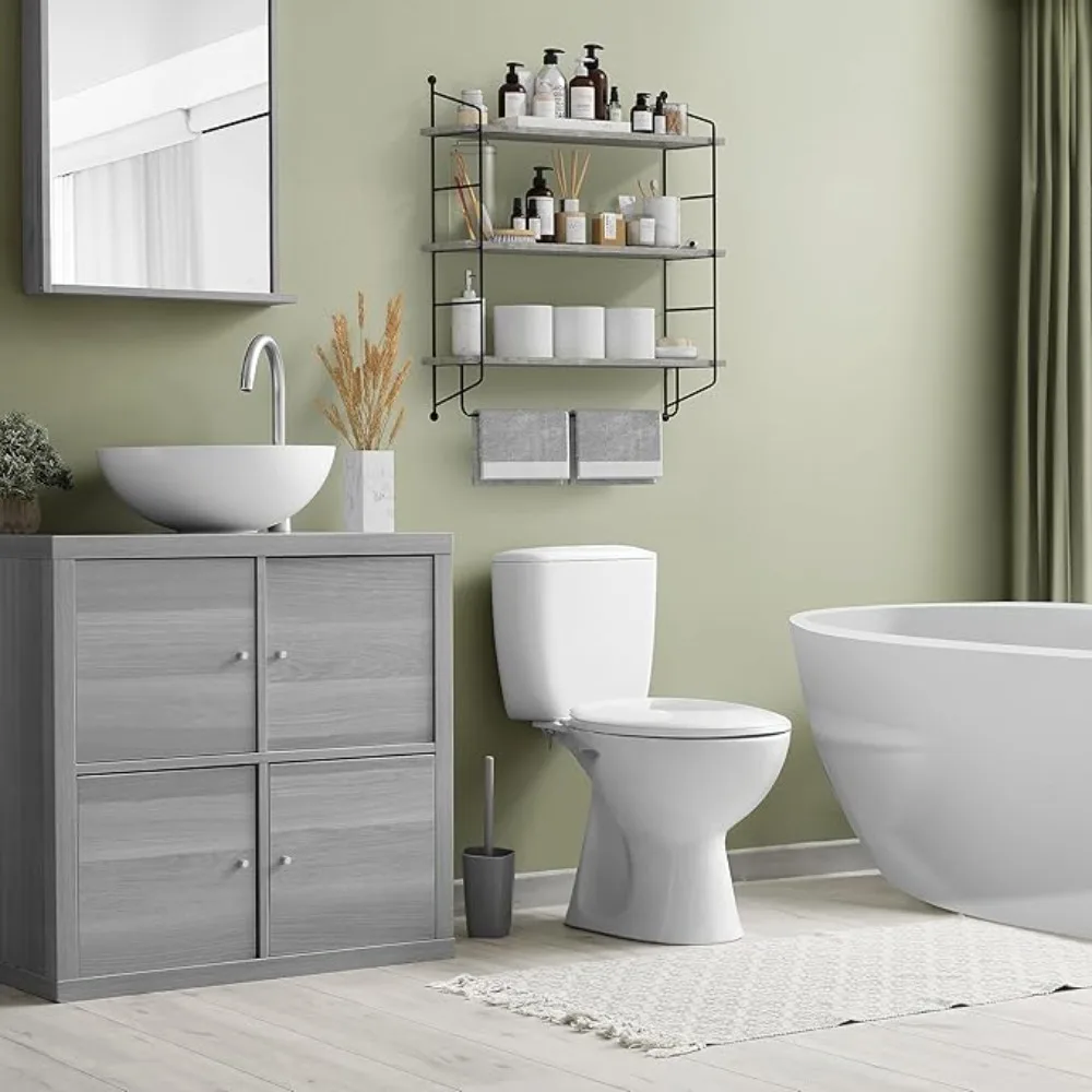 

3-Tier loating Bathroom Shelves or Wall - Wood Wall Storage or Towels, Over The Toilet Storage Cabinet, Gaming loating Shelves,