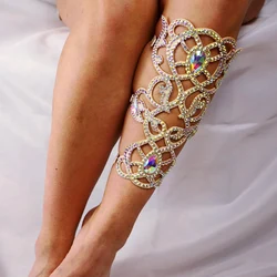 Stonefans AB Color Leg Chain Thigh for Women Girl Luxury Body Festival Sexy Rhinestone Bohemian New Thigh Jewelry Ajustable Y2k