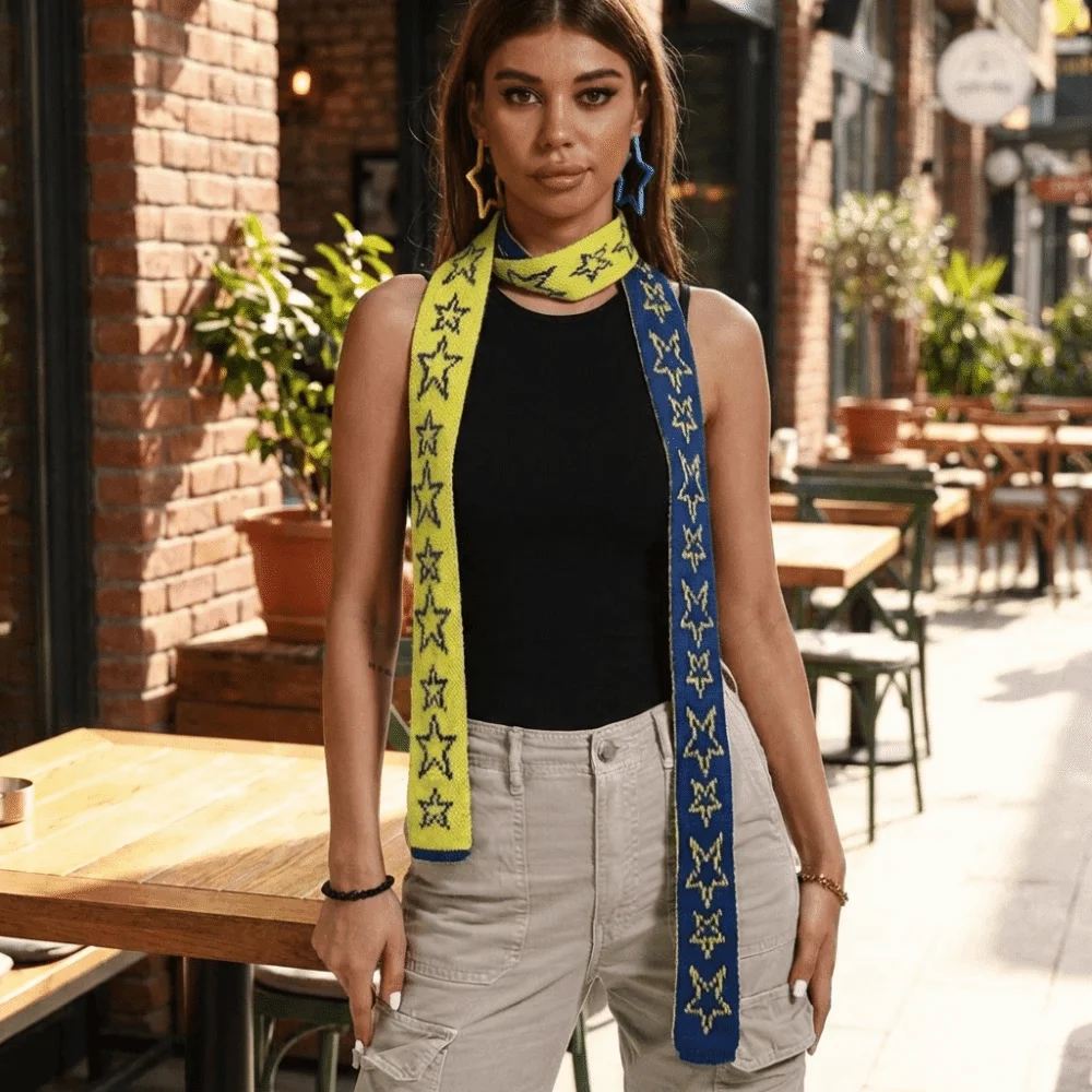 

Gifts Elegant Five-pointed Star Scarf Soft Windproof Knitting Scarf Warmer Casual Wrap Neck Warmer Outdoor