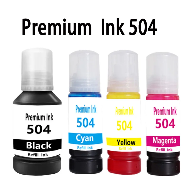 4 unidades de tinta de recarga T504 504 para impresoras Epson EcoTank L4150 L4160 L4260 L6161 L6171 L6270 L14150 L6191