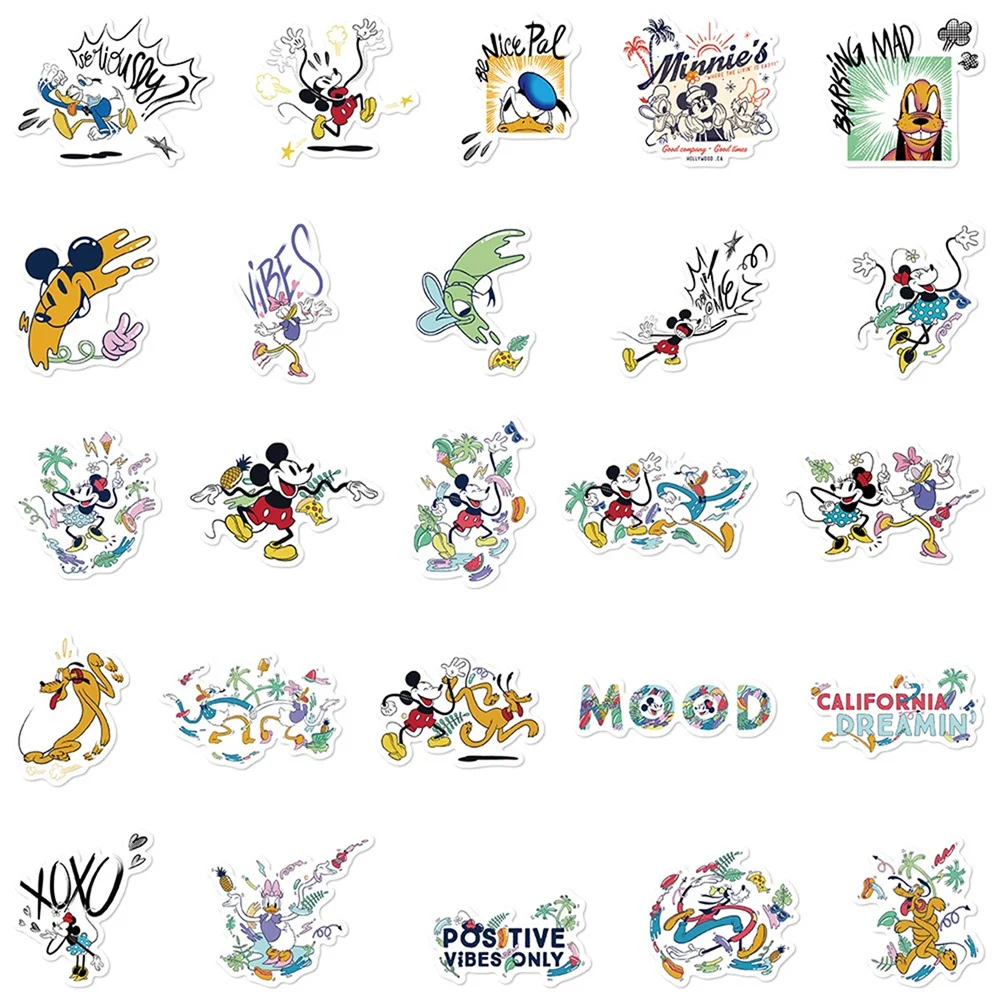 Disney 50 pièces en forme d'étranglement Mickey Graffiti autocollant pour coque de téléphone bagages journal créatif bricolage autocollants cadeaux de vacances de noël