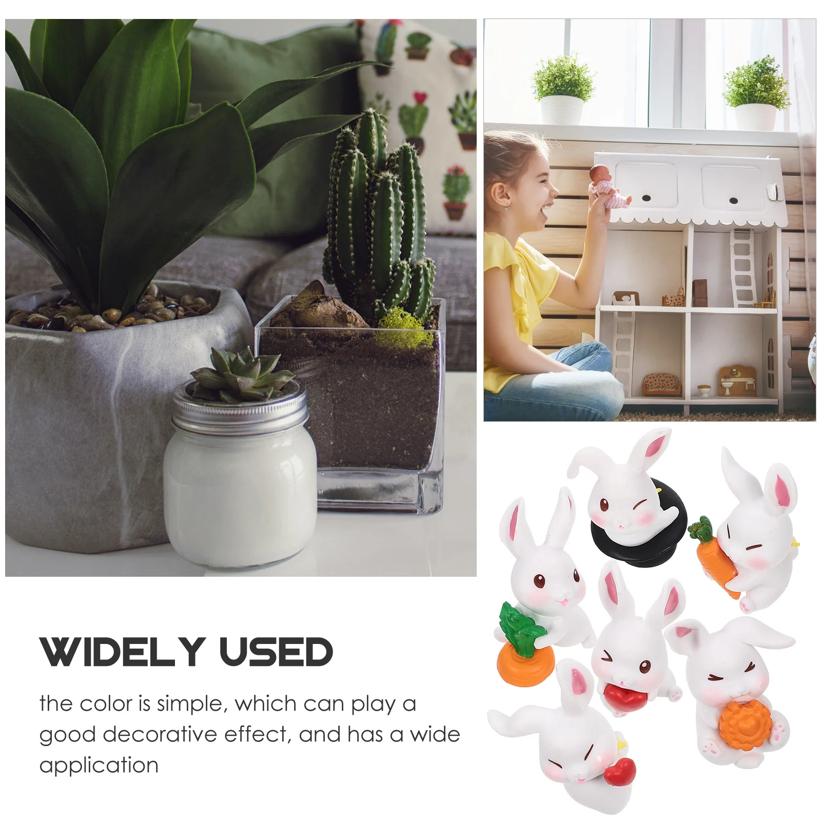 

6Pcs Mini Small Rabbit Statue Figurines Resin Bunny Ornaments Miniature Decor for Home Garden Dollhouse Craft