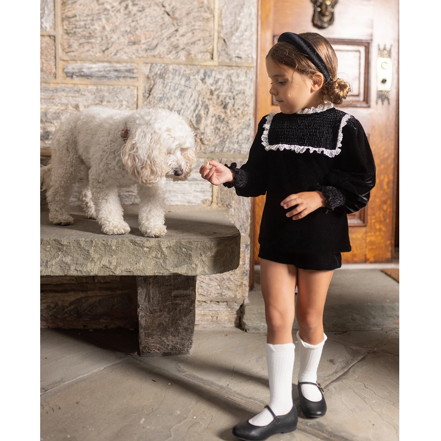 AP Velvet Collection AW26 Girls Lace Velvet Patchwork Dress Cute Baby Girls Set Boys Blazer Brother Sister Matching Clothing image 3