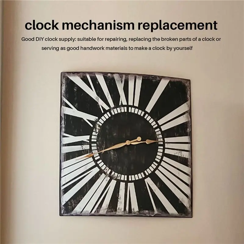ABZT High Torque Long Shaft Clock Movement Mechanism with 12 Inch Long Spade Hands (Gold)