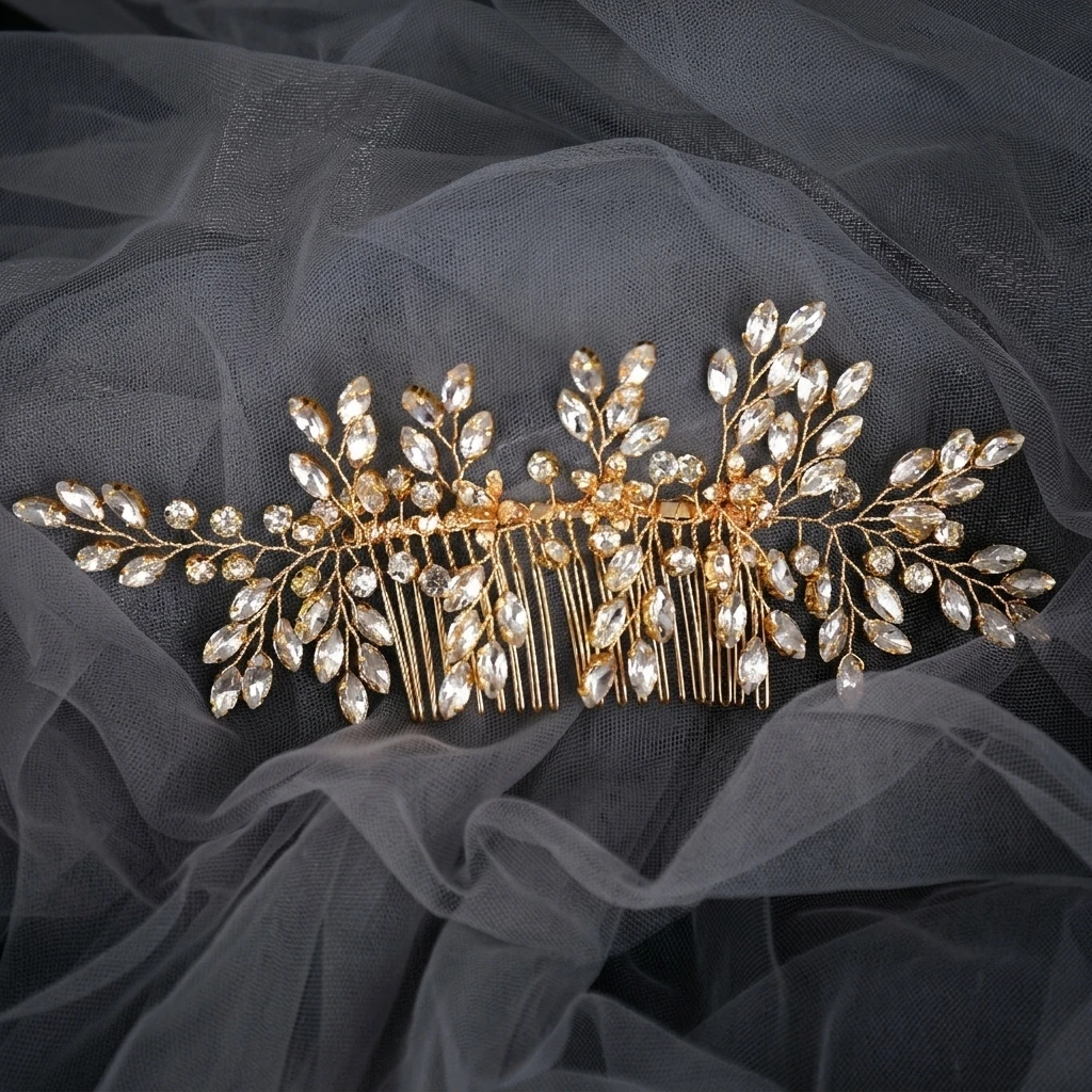 Bridal Hair Comb Wedding Accessories Elegant Crystal Hair Jewelry for Bridesmaid Party Prom Updo Styles Luxury Alloy Gift