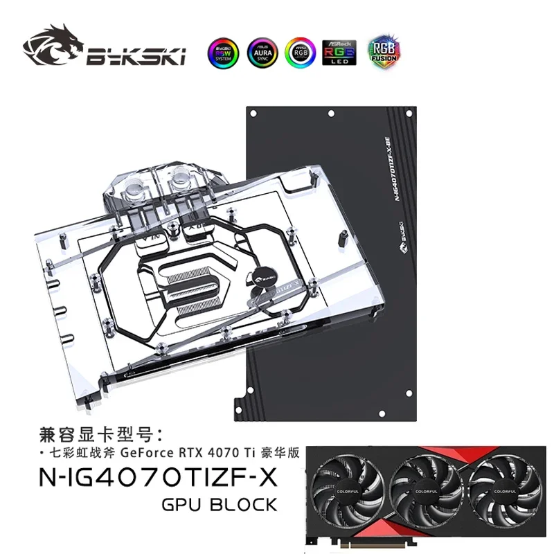 Bykski-bloque de agua para GeForce RTX 4070 Ti Battle AX, tarjeta GPU/radiador de refrigeración de cobre, RGB AURA/ N-IG4070TIZF-X