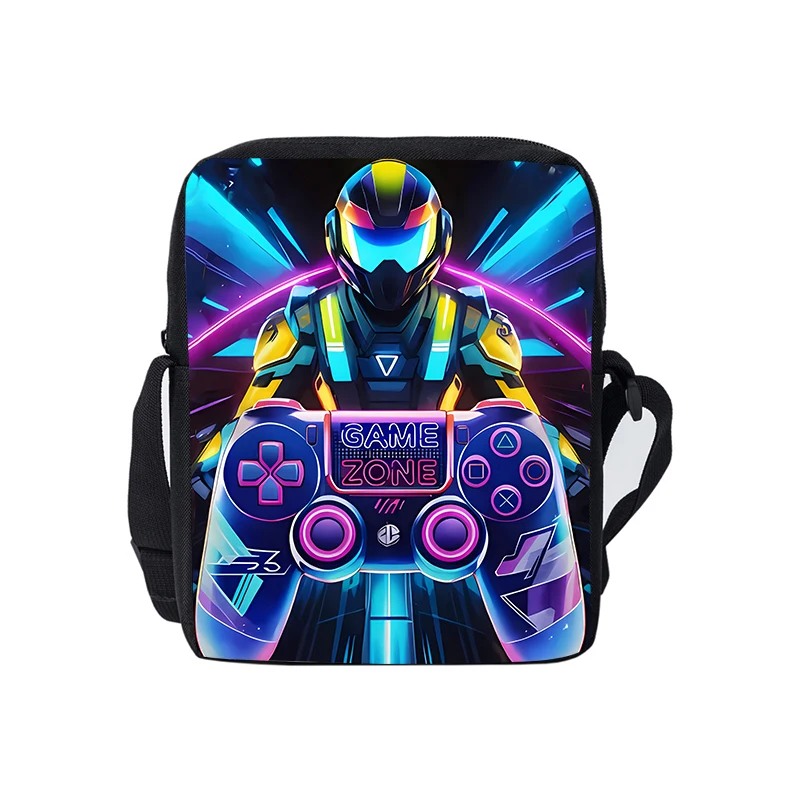 Character GamePad Single Sided Messenger Bag For Boy/Girls Children Best Gifts 2D Flat Cartoon Casual Small Zipper Crossbody Bag
