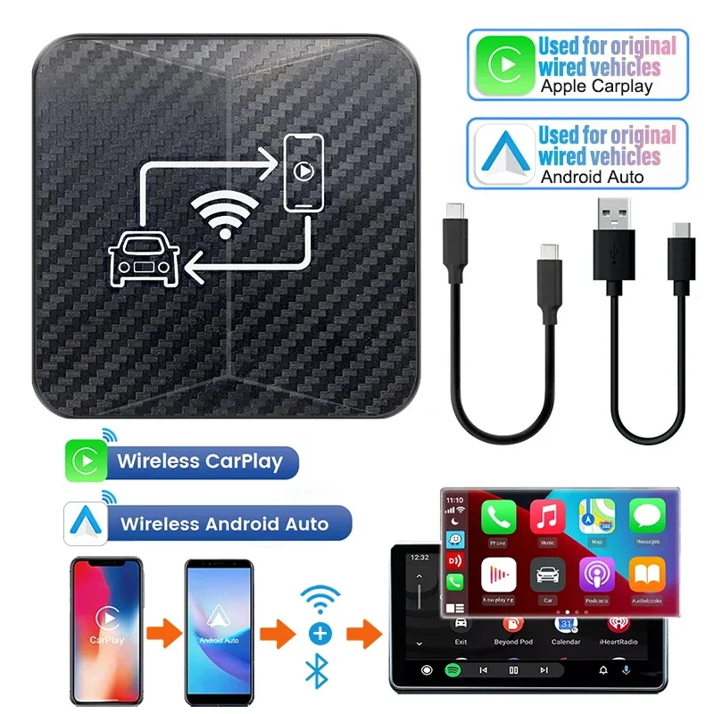 

New original car wired to wireless carplay smart box android auto apple carplay ai box