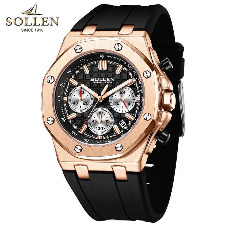 

SOLLEN мужские часы лучший бренд модный хронограф кварцевые часы спортивные водонепроницаемые мужские часы роскошные мужские часы Relogio Masculino