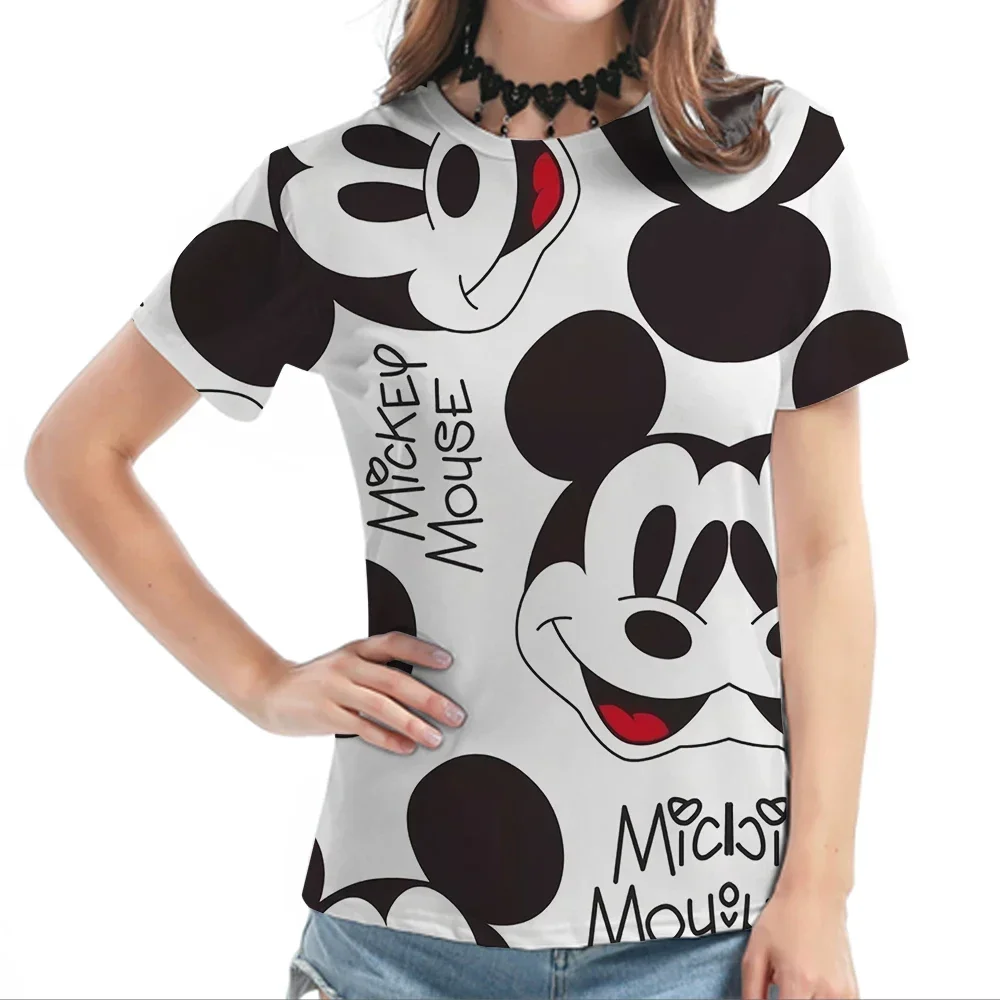 2024 Disney Summer Mickey Mouse 3d T-Shirt Cartoon Kids Boys Girls Short Sleeve Casual Clothing Kawaii Minnie Print Tee Toddler