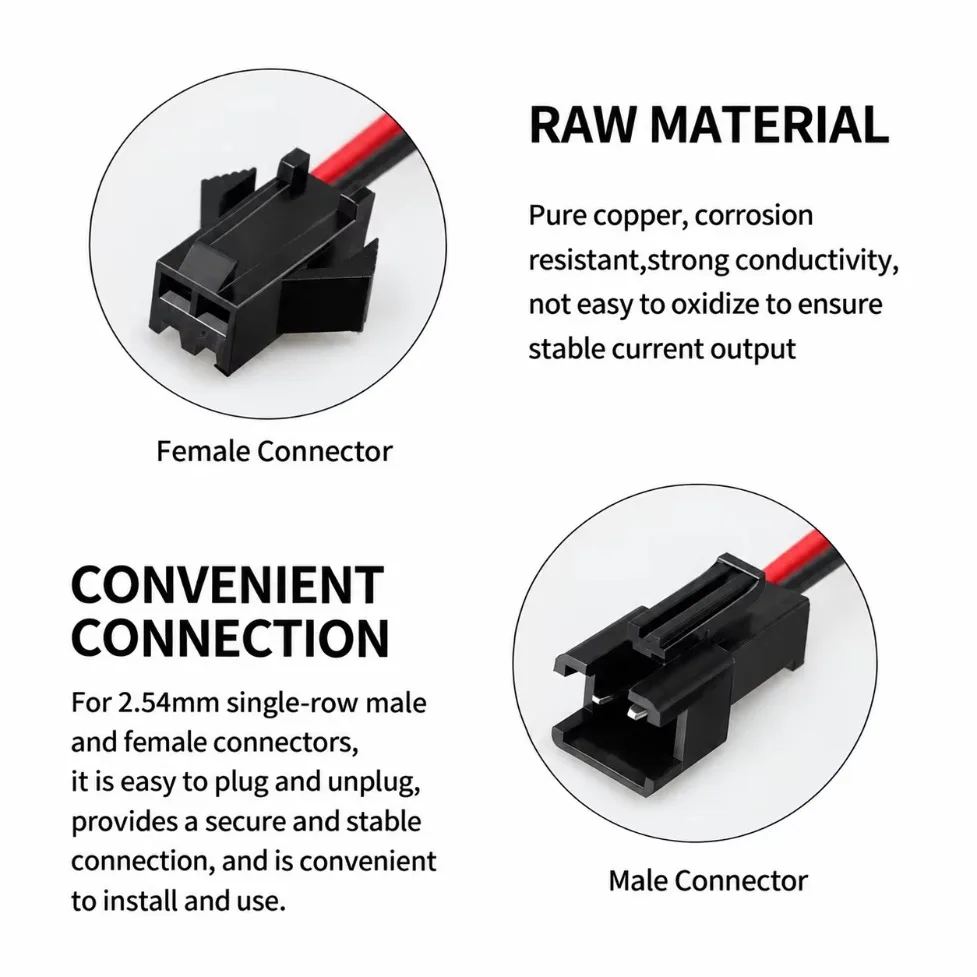 2 Pin SM Male Female Terminal Wire Connector 100mm 10Pairs Wholesale Plug Terminal for LED Strip Downlight Ceiling Lamp Lighting