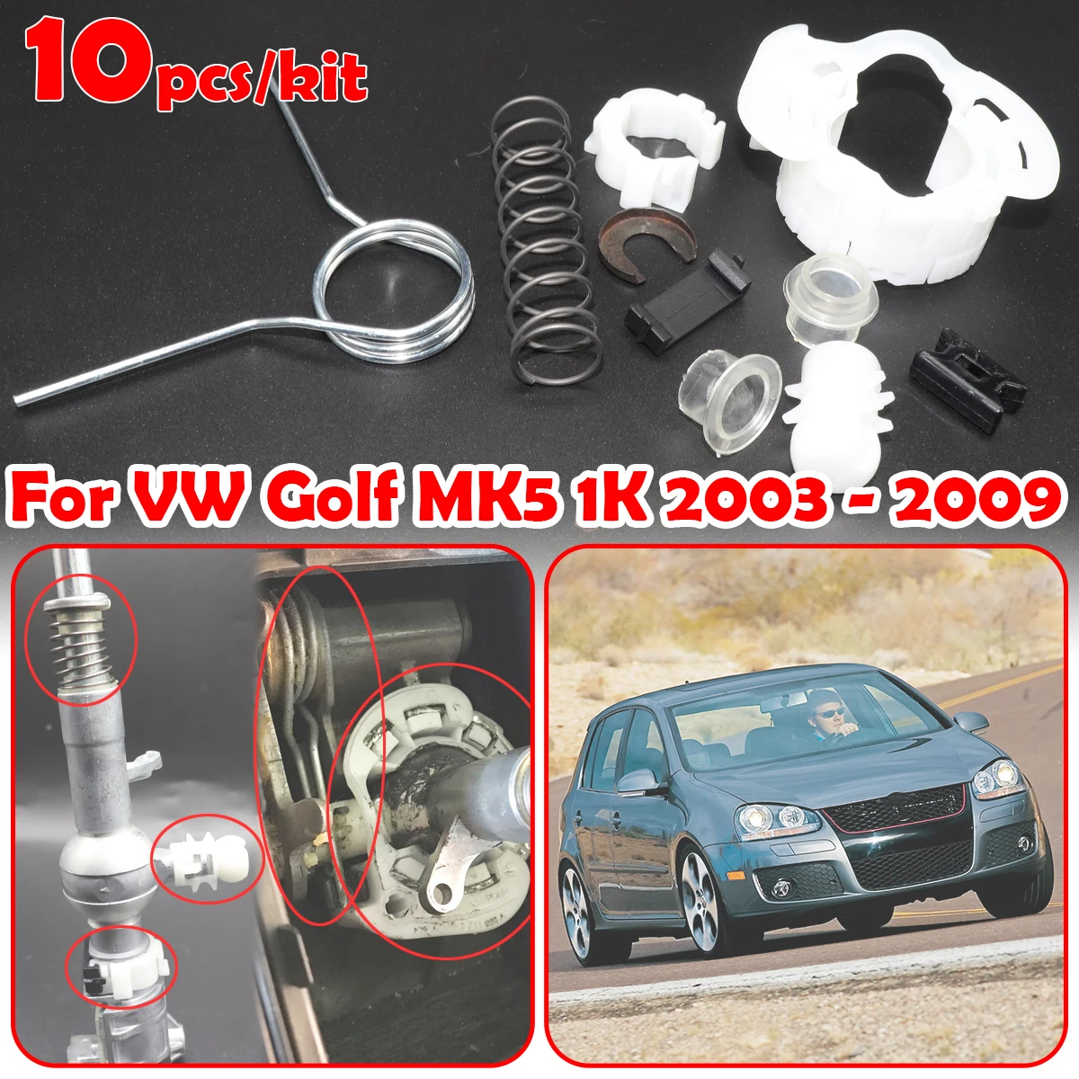 

Gear Shifter Selector Lever Shaft Gear Stick Spring Bushing For VW Golf MK5 1K 2003 - 2009 Shift Issue Fix Linkage End Gearstick