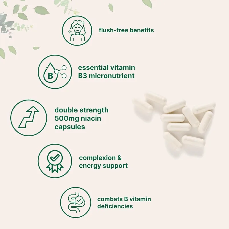 Trace Ingredient Niacin 500mg per serving - Skincare Health and Energy Support | Non GMO, Gluten Free  60 capsule